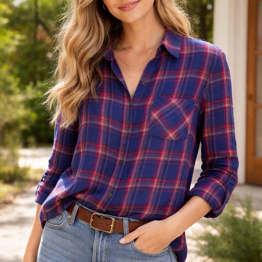 Anthropologie Vibrant Plaid Button-Down Shirt